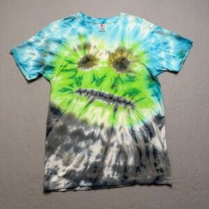 Hanes Tie Dye T-Shirt Mens Large Blu Green Vintage 80s Single Stitch Psychedelic